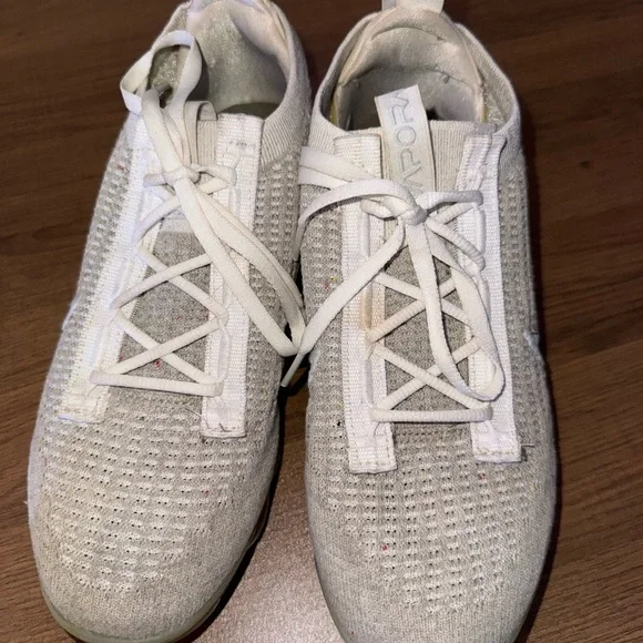 Nike Flyknit VaporMax Sneakers in White and Light Gray - Picture 2 of 6